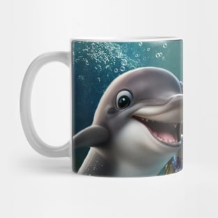 Cute mermaid and funny dolphin Mug